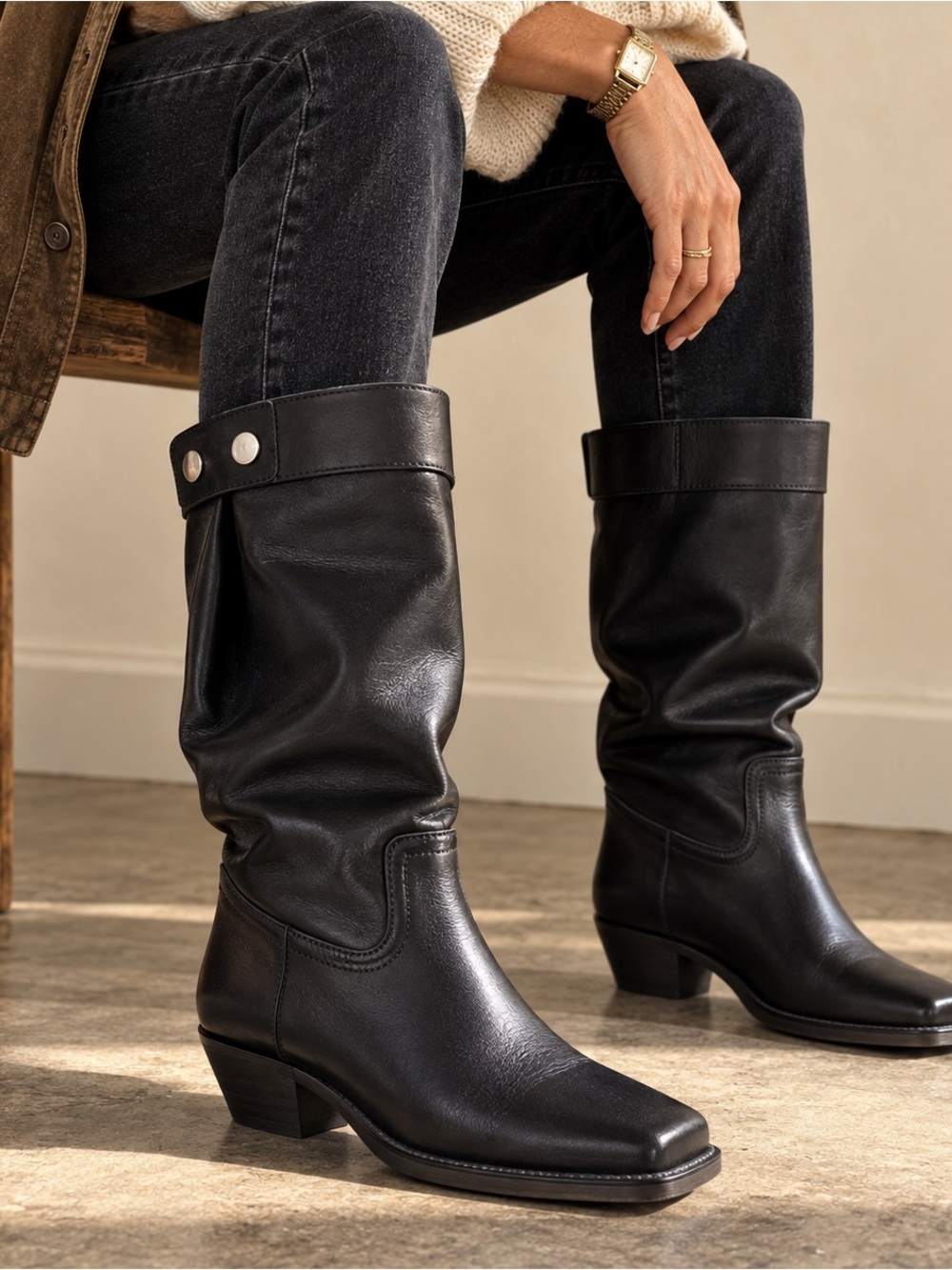 Isabel Marant Ademe Black Leather Biker Boots Size 39 Made in Italy